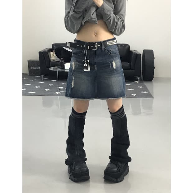 Jpn Denim Cotton Mini Skirts