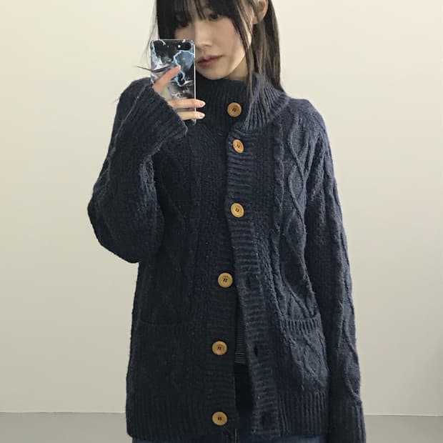 CHOCOL RAFFINE 네이비 가디건