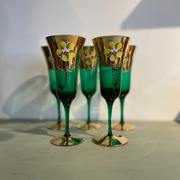 이탈리아 빈티지 무라노 핸드페인티드 고블렛