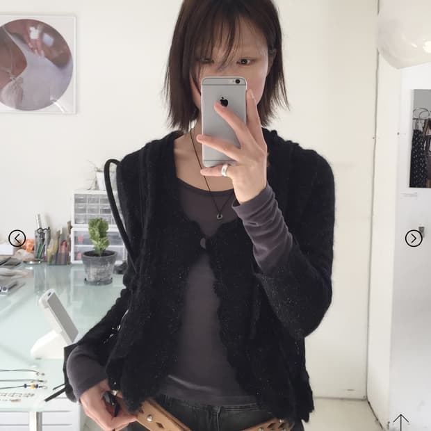 빈티지 브이넥 가디건 블랙