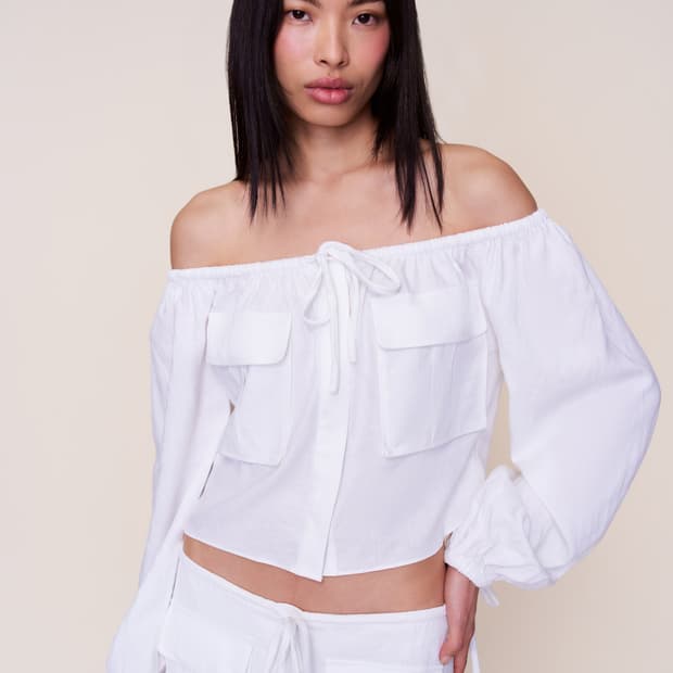 [S,M]귀조 25ss Akiko 오프숄더 셔츠/화이트