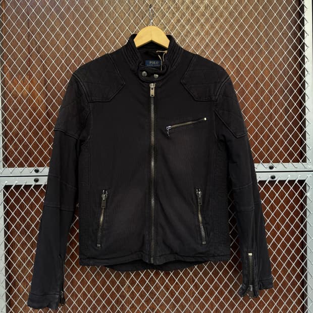 폴로 랄프로렌 피그먼트 누빔 블랙 바이커 자켓 집업자켓 S