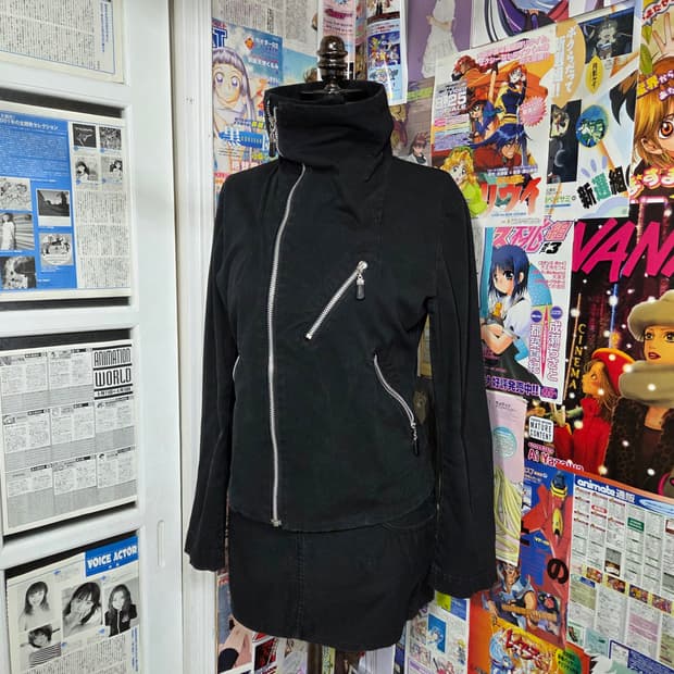 일본 빈티지 MK KLEIN 펑크 하이넥 블랙 코튼 집업