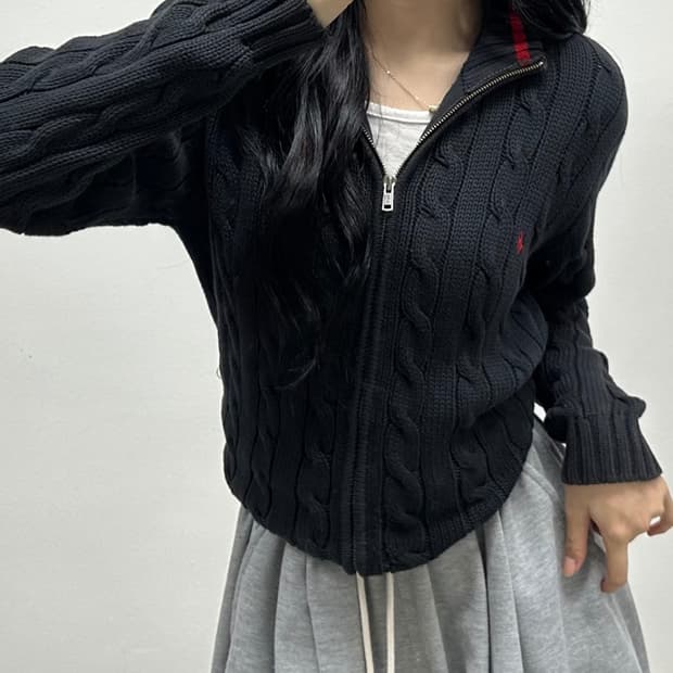 폴로 랄프 로렌 케이블 니트 집업