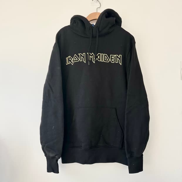 H&M 아이언메이드 프린트 기모 블랙 후드티