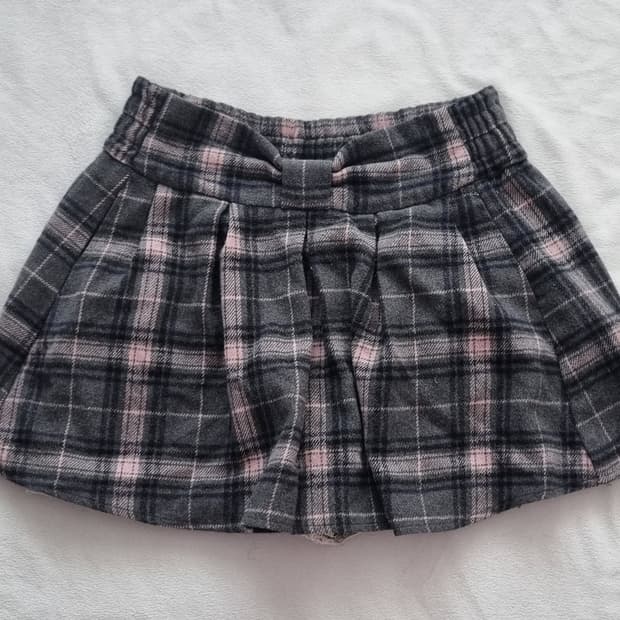 빈티지 갸루 리본 체크 스커트