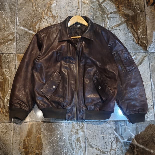USA 빈티지 MA-1 마원 가죽 봄버자켓 (다크브라운)