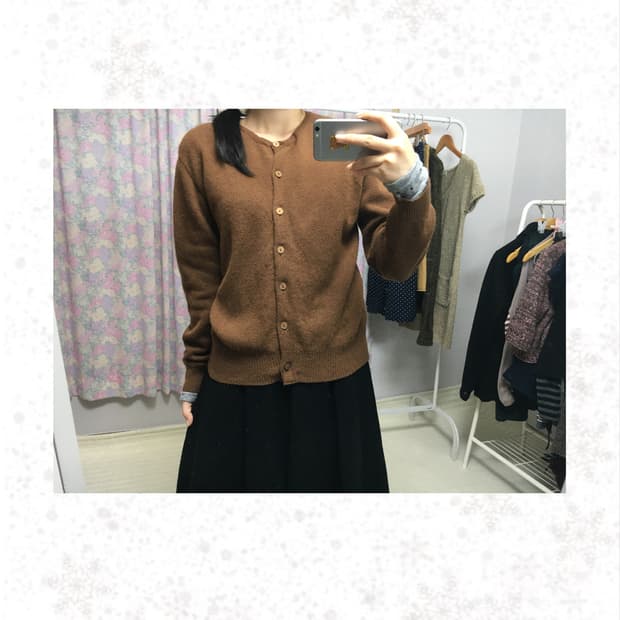 카멜 브라운 울 가디건