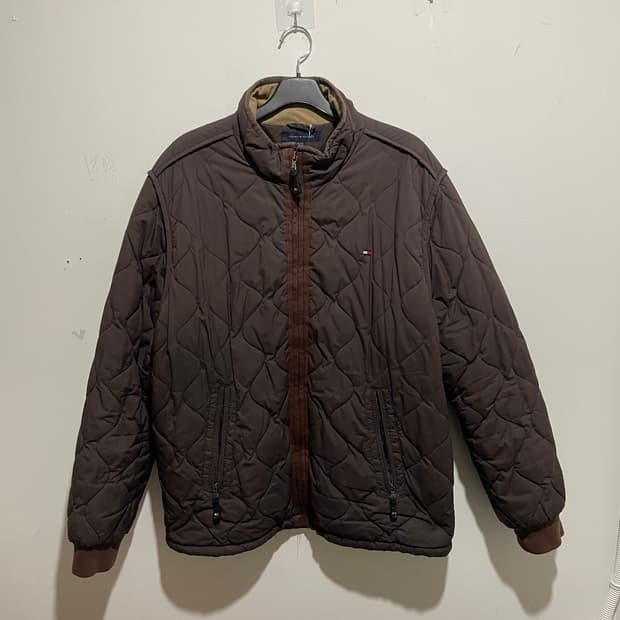 타미힐피거 퀼팅자켓 브라운