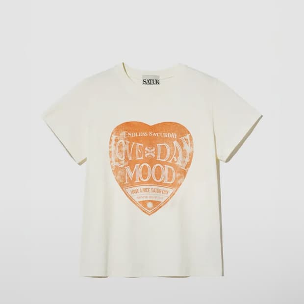 세터 세터데이 레트로 무드 그래픽 반팔 티셔츠 크림 오렌지