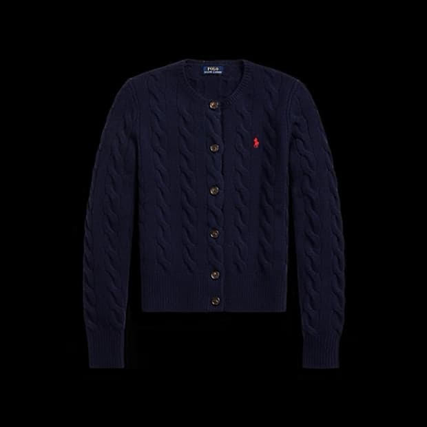 폴로 우먼 울 캐시미어 케이블니트 가디건