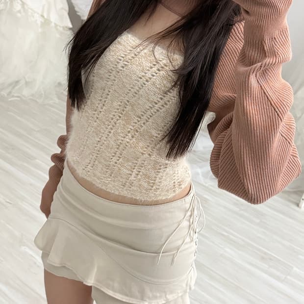 SLY brick body less knit top
