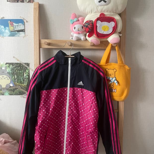 아디다스 핑크 도트 바람막이