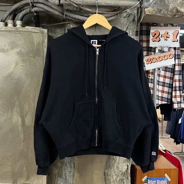 러셀 usa 후드집업 블랙 M