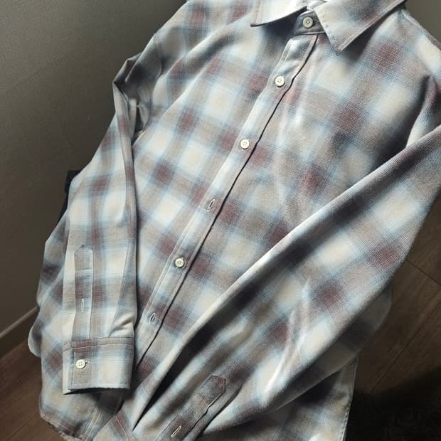 파브레가 옴브레 체크 셔츠 베이지