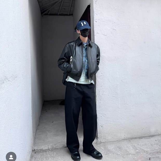 [L]토니웩 레더 오버사이즈 블루종 주우재착용