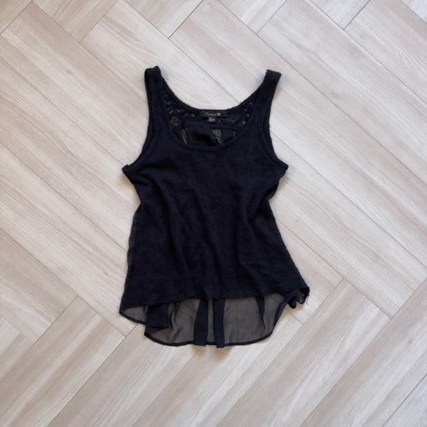 [Forever 21] Lace & Chiffon Ruffle Tank 