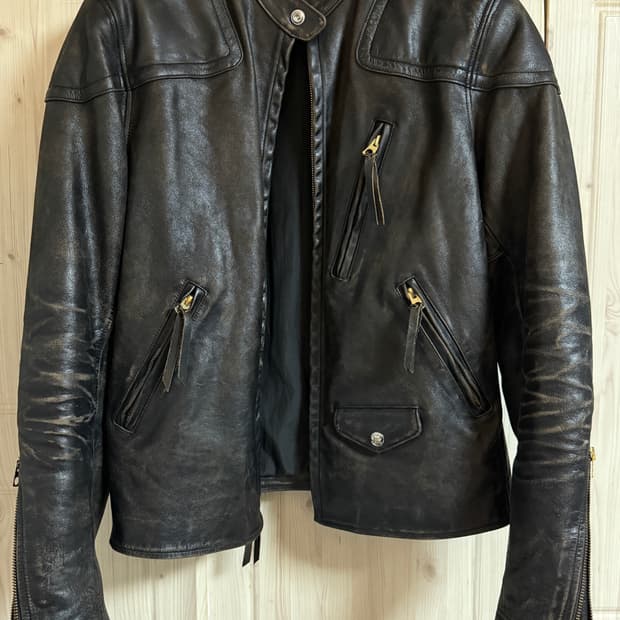 Rrl 슬림핏 모토 레더 자켓 s