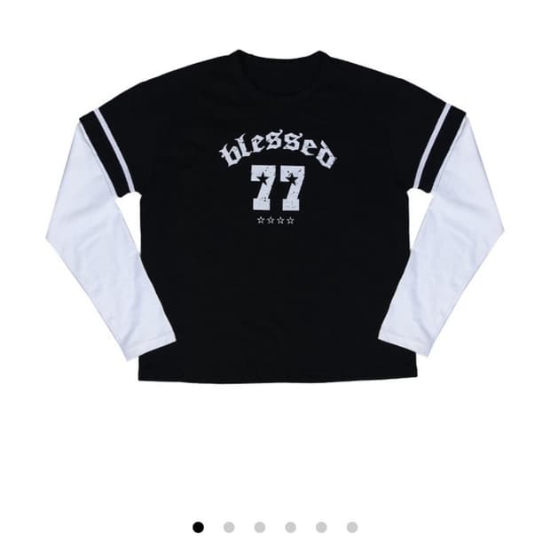 (M) 아이필럭키 77 layered tshirts black
