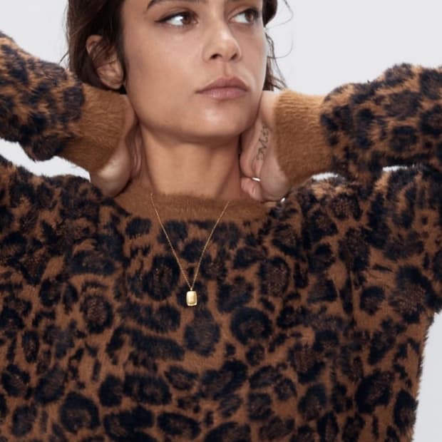 자라 레오파드 호피 자카드 니트