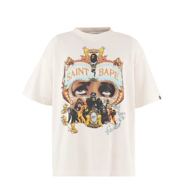 [새상품/XL] 세인트미카엘 x 베이프 반팔 제너레이션 티셔츠 화이트