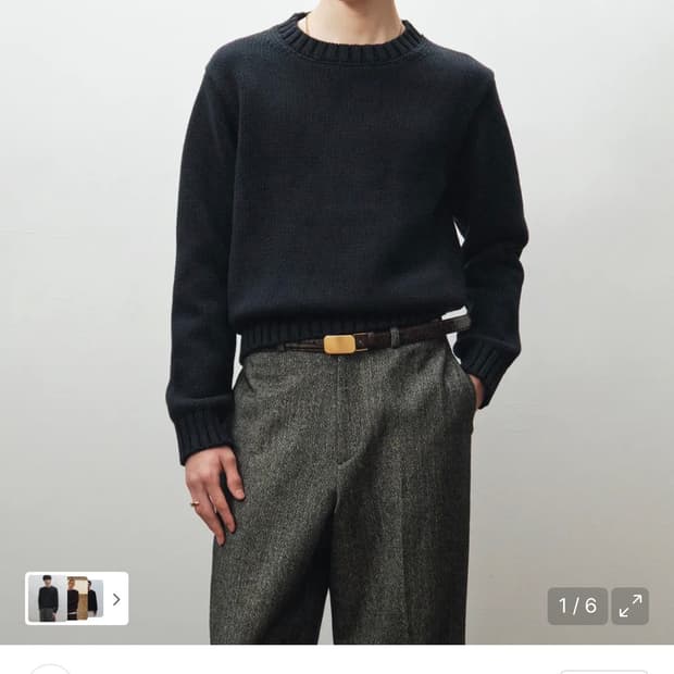 노이어 / 로우 게이지 헤비 크롭 니트 (네이비) / 48