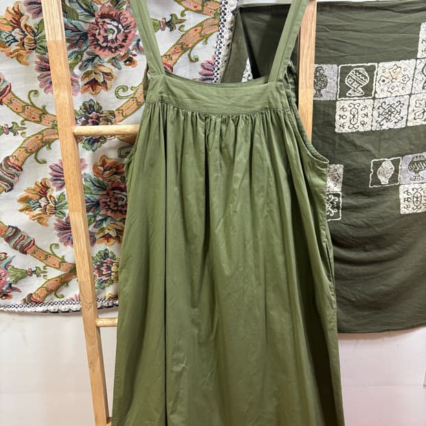 히피 모리 에스닉 하구미 카키 레이어드 원피스 