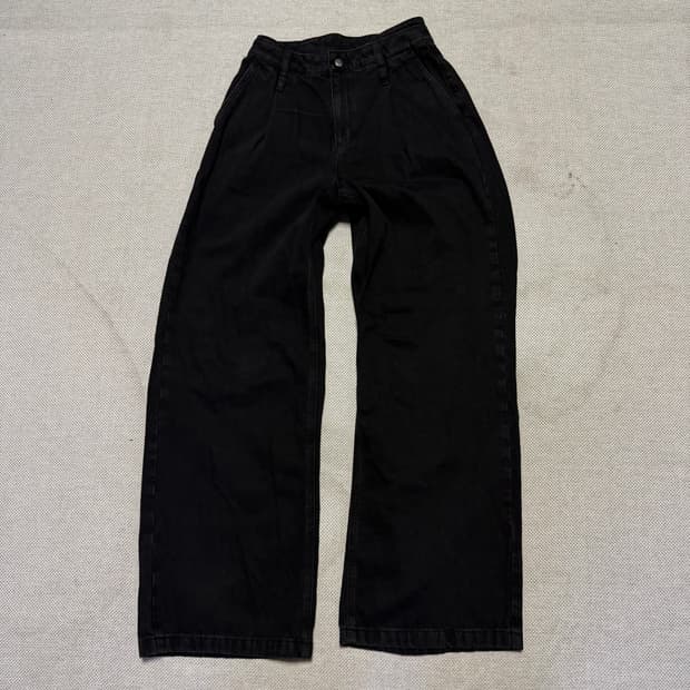 우영미 WYM 자수로고 와이드 데님 팬츠