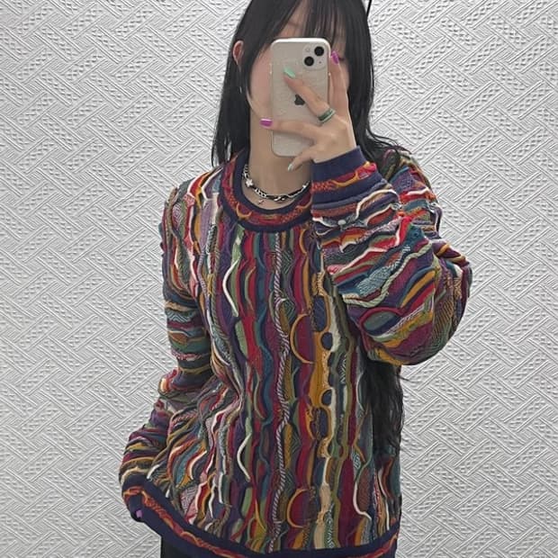 림노스 보헤미안 에스닉 멀티컬러 인디언 울니트 M 105 C07055