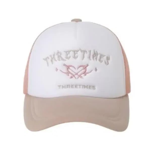 쓰리타임즈 하트 메쉬 캡 볼캡 모자 핑크