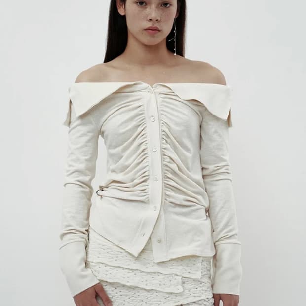 [택포] WRINKLE OFF SHOULDER TOP CREAM 