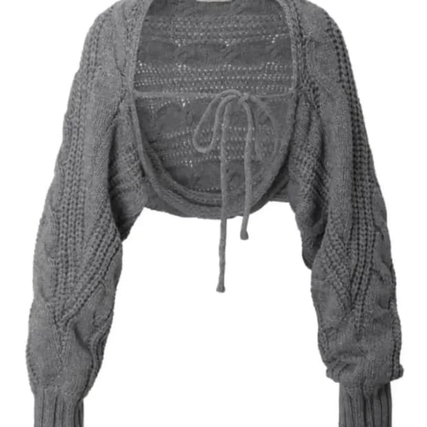 쓰리타임즈 케이블 볼레로 그레이 23