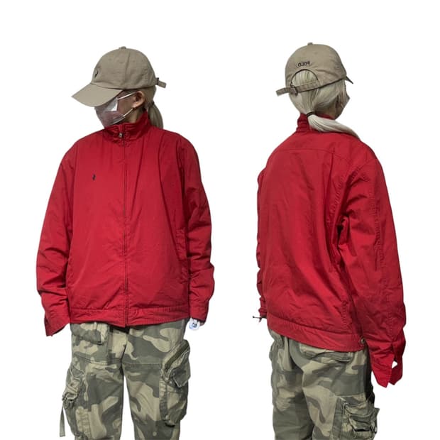 폴로 랄프 로렌 레드 기모 블루종 잠바 M