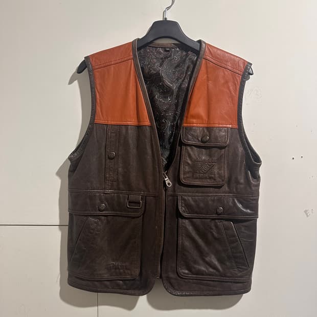 브라운 오렌지 레더 베스트