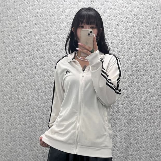 아디다스 빈티지 여리핏 검흰 오레오 져지 집업 2XL C12537