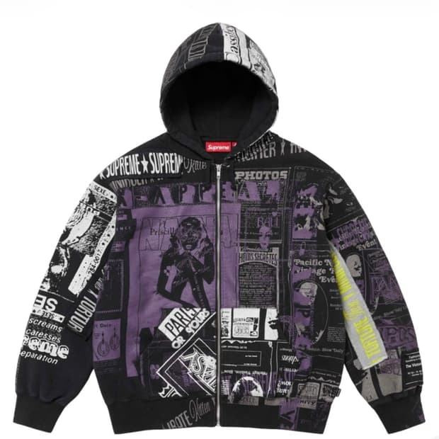 슈프림 콜라주 집업 후드 스웨트셔츠 블랙 - 24SS