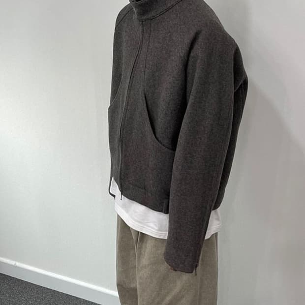 ETCE 커브드 울 바이커자켓