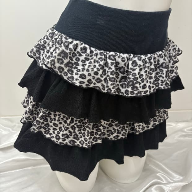 레오파드 캉캉 숏 스커트