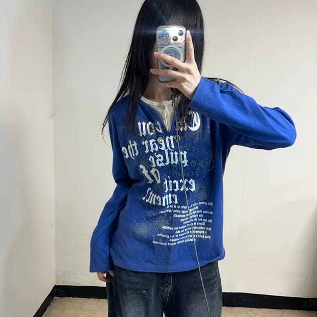 펑크 레터링 레이어드 롱슬리브