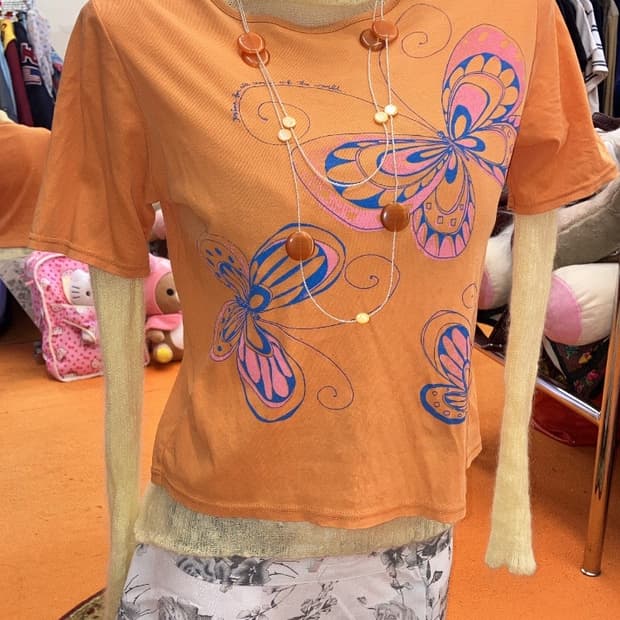 jpn 나비 반소매 티셔츠