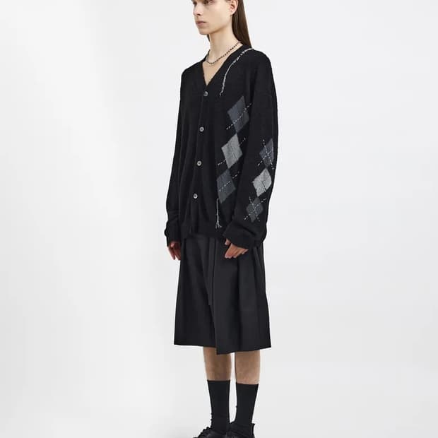 (새상품-M) youth Argyle Hand Stitch Knit