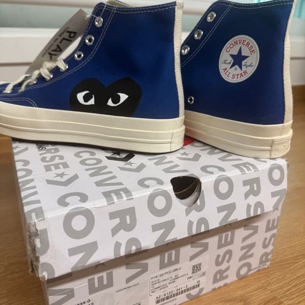 꼼데가르송 플레이 컨버스 하이 블루