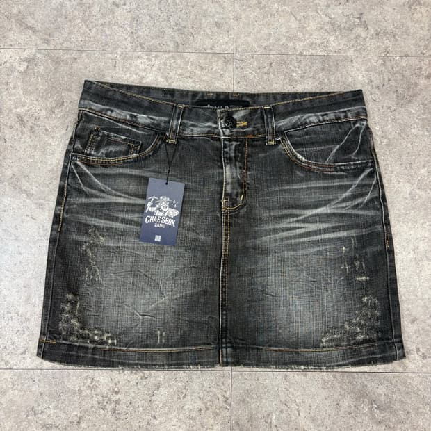 vipbulzip denim 흑청 스티치 스커트 #csz398