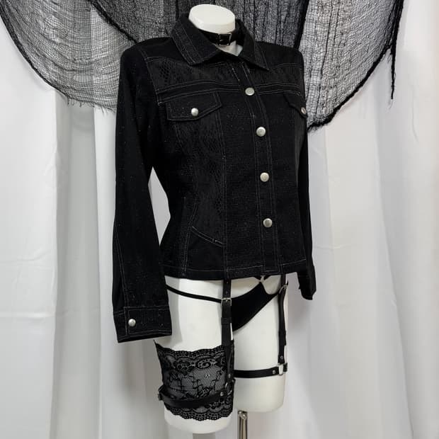 denim glitter snake jacket