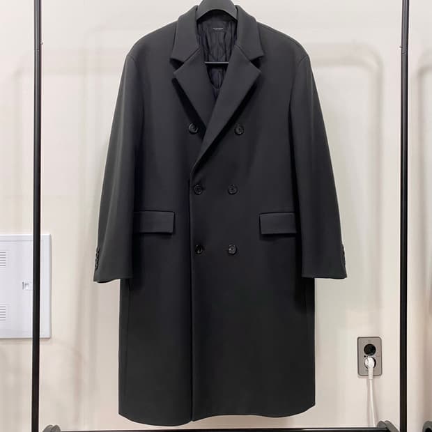 질스튜어트 뉴욕 울 캐시미어 더블 코트 챠콜그레이