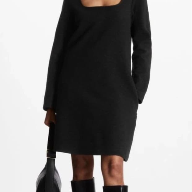 COS 코스 스퀘어넥 울 원피스 블랙 S 55