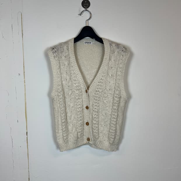 에퓨레 아이보리 니트 조끼 