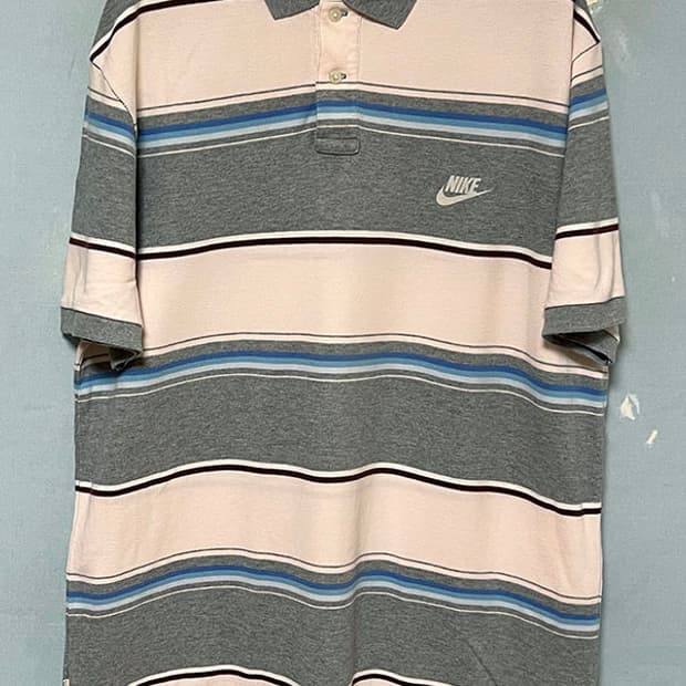 NIKE 나이키 00s 스트라이프 남자 반팔 카라티 캐주얼 XXL 110