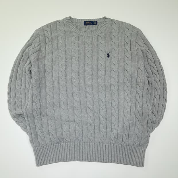 CK003 L 폴로 00s 케이블 라이트그레이 니트 스웨터