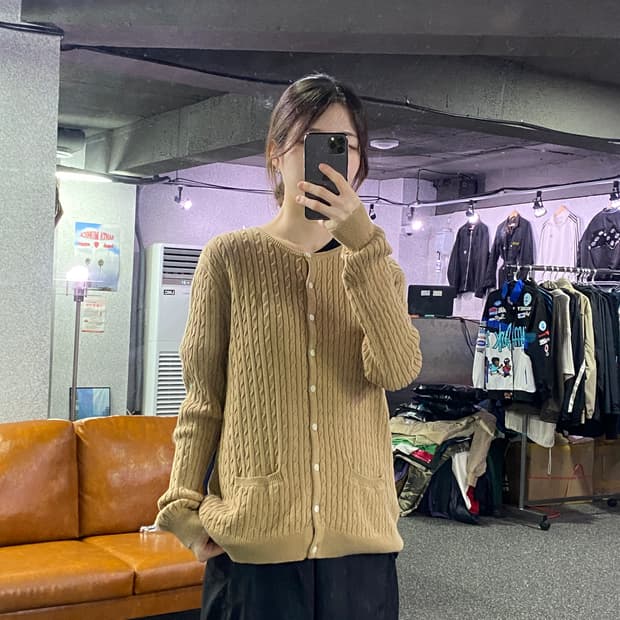 폴로 랄프로렌 베이지 꽈배기 니트 가디건 B1509